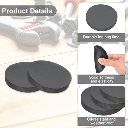 PATIKIL Rubber Solid Discs Washers, 4 Pcs Anti-Vibration Spacer 45mm OD x 8mm Thick Rubber Round Gasket Pad Bushings Spacer Washer for DIY Gasket Craft, Black - size: 45mm x 8mm