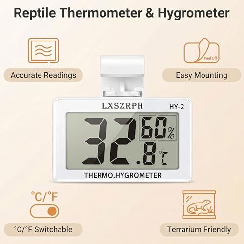 Reptile Hygrometer Thermometer, Digital Amphibian Hygrometer Thermometer with Hook Temperature Humidity Meter Gauge for Reptile Tanks, Terrariums, Vivarium, LCD Display 1pack - size: 1 pack