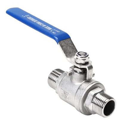 DERNORD Full Port Ball Valve 1/2 Inch - Male x Male Stainless Steel 304 Heavy Duty for Water, Oil, and Gas,1000WOG (1/2 Inch NPT) - size: 1/2 Inch NPT