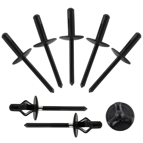 ALLCLEAN 3/16" x 5/8" Tri-Fold Large Head Rivets Assortment - 100Pcs,Black Tri-fold Exploding Pop Rivets Solid Aluminum Tri Grip Rivets Bulb Style Rivets for Kayak Marine Boat - color: Black Large Head, size: 3/16"x5/8"