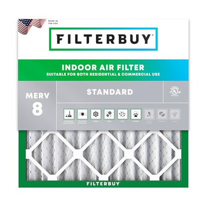 Filterbuy 12x12x2 Air Filter MERV 8 Dust & Allergy Defense (1-Pack) - size: 12x12x2