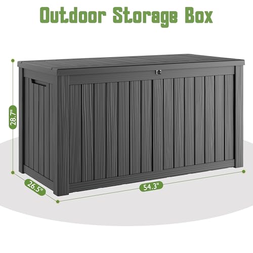 Outdoor Storage Waterproof Deck Box for Patio (200 Gallon, Black) - color: Black, size: 200 Gallon