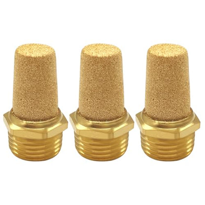 Uenede Brass 3/4" NPT Male Air Pneumatic Mufflers, 3PCS - size: 3/4"NPT Male-3PCS