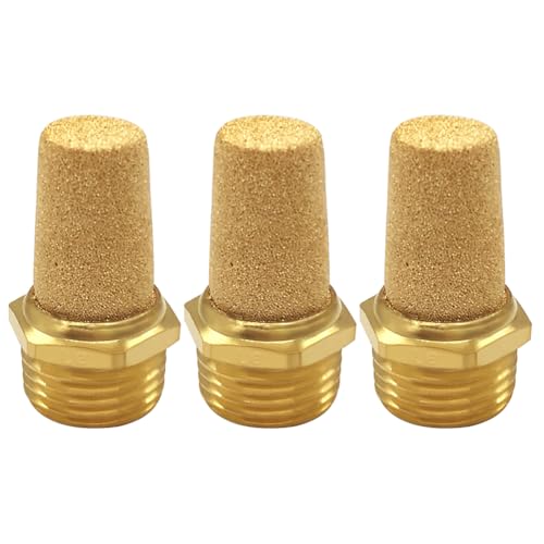 Uenede Brass 3/4" NPT Male Air Pneumatic Mufflers, 3PCS - size: 3/4"NPT Male-3PCS