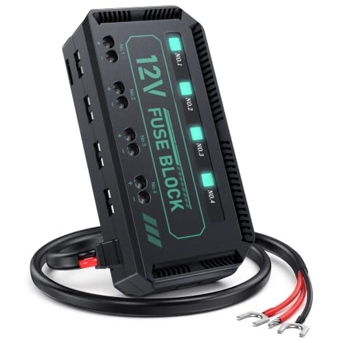 ZEXMTE 12V Fuse Block, Universal 20A Relay Box Kit with 4 Circuits Low Profile Mini Blade Fuse Holder, Battery Fuse Box Terminal Block for 12V Vehicles, Automotive Car Trike, Motorcycle