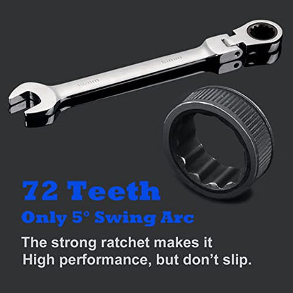 Qnkaa Flexible Ratchet Wrench Set 8pcs 9-17mm Spanner Gear Ring - size: Metric 8pcs