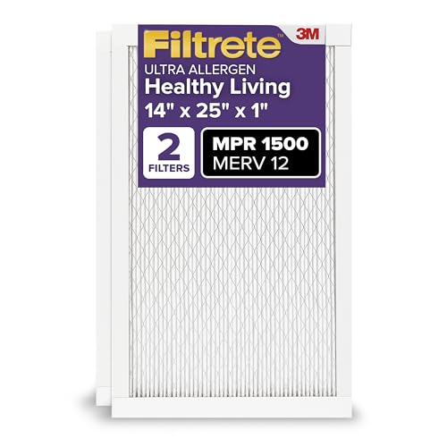 Filtrete 14x25x1 Air Filter, MERV 12, MPR 1500, 2 HVAC Filters - size: 14x25x1