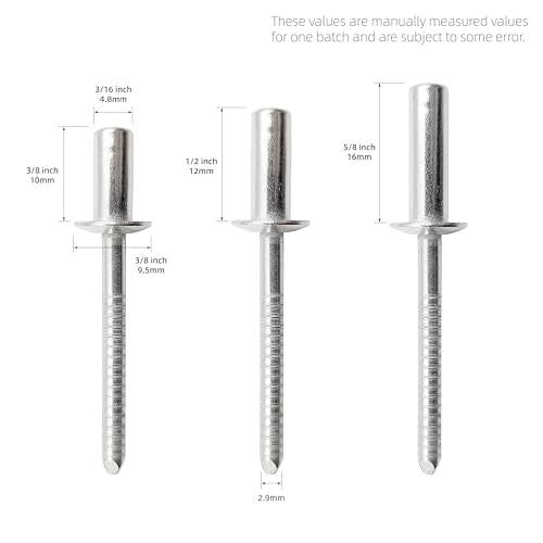 60Pcs Closed End Pop Rivets Kit, 3/16" x3/8,1/2",5/8" 3 Sizes (20 Each) - Stainless Steel Dome Head, Sealed Blind Rivets (4.8x10,12,16mm) - color: Stainless Steel, size: 3/16"x3/8,1/2",5/8"