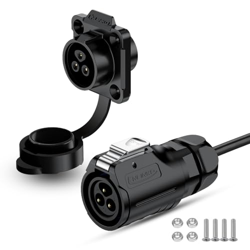 CNLINKO LP16 3-Pin Waterproof Connector with 1 Meter Cable, IP68 Circular Electrical Connector for Outdoor Automotive Machinery Quick Connect M16 Male Plug & Female Socket (3 Pin) - size: 3 Pin, style: 4-Hole Set/Plug with 1M Cable