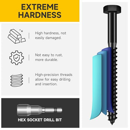 MYWISH (20Sets) 1/4" x 3" Hex Head Lag Bolts, Heavy Duty Lag Screws with Washers, 304 Stainless Steel Bolts 18-8, Lag Screws Wood Screws, Partial Thread Black Oxide, 1/4 Bolt - size: 1/4 x 3" (20 set)