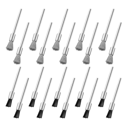 20 Pcs 3mm Nylon Bristle Brushes and Steel Cleaning End Brushes Pen