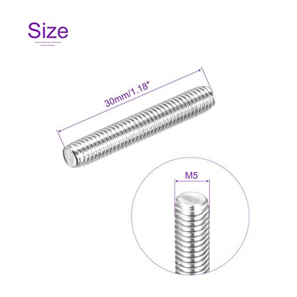 DMiotech 20 Pack M5 x 30mm Fully Threaded Rod 304 Stainless Steel Right Hand Threads Rod Bar Studs Clamps and U-Bolts - size: M5 x 30mm