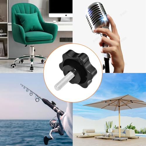 Aifeier ET 4 Pieces M6 x 20mm Star Hand Knob, Black Plastic Hex Shaped Clamping Knob Handle for Umbrella Base Replacement Knob (M6 OD≈5.82 mm) - size: M6 x 20 mm