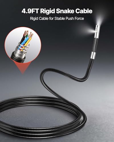 VEVOR Dual-Lens Articulating Borescope, Two-Way Articulated Endoscope Camera with Light, 5" HD IPS Spilt-Screen, 8X Zoom, 8 + 1 LEDs, IP67 Waterproof Snake Camera for Automotive Engine Wall Inspect - size: 0.32-inch Probe