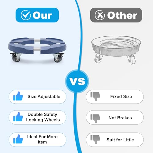 Plant Rollers with Wheels, 15-19 Inch Adjustable Bucket Dolly with Locking Wheels 440 LBS Heavy Duty Drum Cart Plant Caddy with Wheels Plant Mover Base, Blue - color: Blue