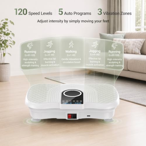 Vibration Plate Exercise Machine 450lbs Capacity Full Body Shaker Platform - color: White