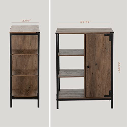 Landia Home Bathroom Storage Cabinet, Industrial Themed with a Steel Frame and Different Tiers of Shelves for Organization