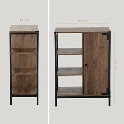Landia Home Bathroom Storage Cabinet, Industrial Themed with a Steel Frame and Different Tiers of Shelves for Organization