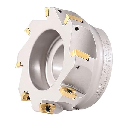 Accusize Industrial Tools 4" x 1-1/2" 90 Deg Square Shoulder Indexable Face Mill with APKT1604 Carbide Inserts Installed, Nickel Plated Body, 4508-0020B - size: 4 in, style: no holder