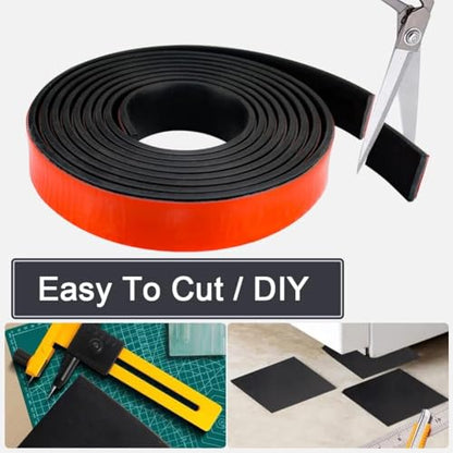 Adhesive Rubber Strips with Adhesive Backing Self Stick Neoprene Solid Rubber Sheets Rolls Strips for Gaskets Pads Seals Crafts Protection (1" Wide x 1/8" Thick x 10' Long) - size: 118 x 1 x 0.125 inches