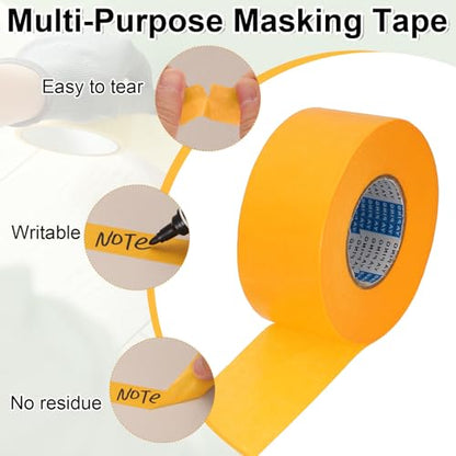 2roll Masking Tape (1.2" x55Yards Yellow) No Residue Universal Tape - color: Yellow, size: 1.2" x 55Yards