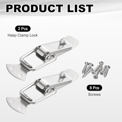 PATIKIL 2 Pcs Stainless Steel Spring Loaded Toggle Latch, 3.5" Tool Box Catch Hasp Clamp Lock with Mounting Hole and Screws for Cabinet Door Barn Wooden Case Chest - size: 3.5"