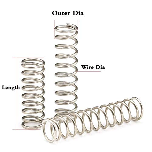 225Pcs Small Compression Spring Assortment, 15 Different Sizes, Wire Diameter 0.6mm 0.8mm 1mm, Outer Diameter 8mm 9mm 9.5mm, Length 10mm 20mm 50mm for Repair Replacement - size: B KIT