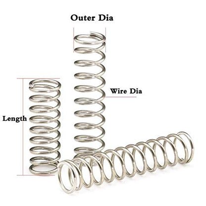 225Pcs Small Compression Spring Assortment, 15 Different Sizes, Wire Diameter 0.6mm 0.8mm 1mm, Outer Diameter 8mm 9mm 9.5mm, Length 10mm 20mm 50mm for Repair Replacement - size: B KIT