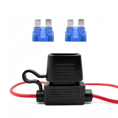 2 PCS Inline Fuse Holders, 15A 16AWG ATC/ATO Standard Vehicle Blade Fuses & Holders Kit, Waterproof Inline Fuse Block for Car Truck Marine Golf Cart, Car Accessories - color: 16AWG