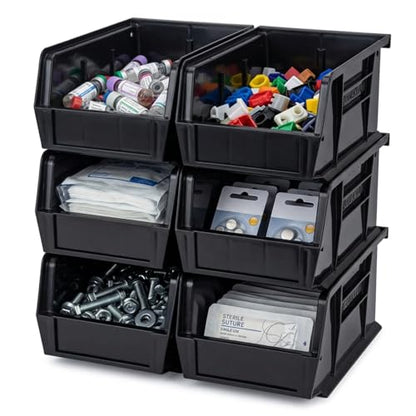 Quantum Storage QUS236 Ultra Stack and Hang Bins - 7-3/8" x 11" x 3" - 8 Pack - color: Black