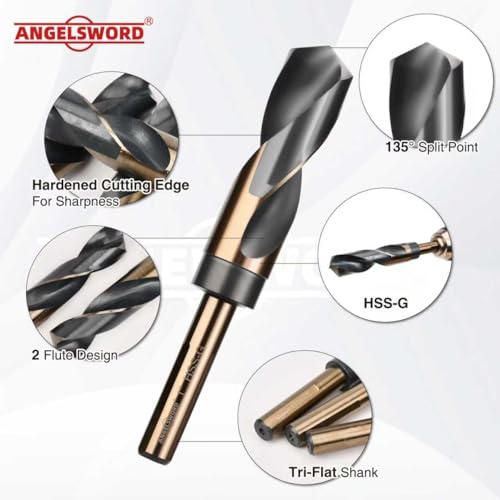 ANGELSWORD 9/16" Reduced Shank Drill Bit for Hard Wood, Mild Steel, Metal - size: I. 9/16 inch