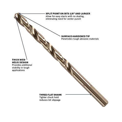BOSCH CO2151B 3/8 in. x 5 in. Cobalt M42 Drill Bit (Pack of 2) - size: 3/8 x 5 in. (Pack of 2)