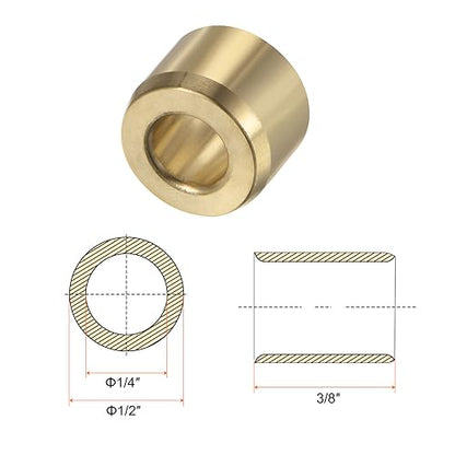 HARFINGTON 2pcs Sleeve Bearings 1/4" Bore 1/2" OD 3/8" Length Wrapped Oilless Bushings Brass Alloy for Transmission Conveyor Systems - size: 1/4" x 1/2" x 3/8"