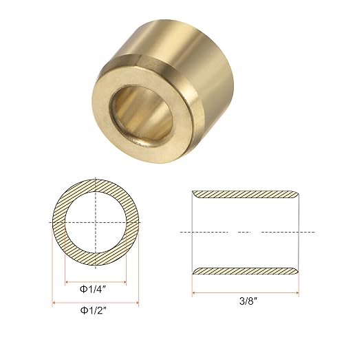 HARFINGTON 2pcs Sleeve Bearings 1/4" Bore 1/2" OD 3/8" Length Wrapped Oilless Bushings Brass Alloy for Transmission Conveyor Systems - size: 1/4" x 1/2" x 3/8"