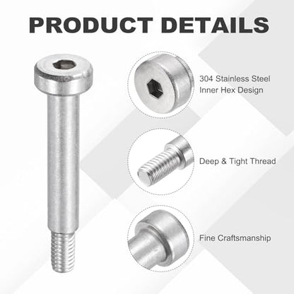 MECCANIXITY 26 Pcs 304 Stainless Steel Shoulder Bolt 5mm Shoulder Dia 25mm Shoulder Length M4x0.7 Thread Hex Socket Shoulder Bolts for Hydraulic Injection Molding Machinery Industries - size: 5mm x 25mm