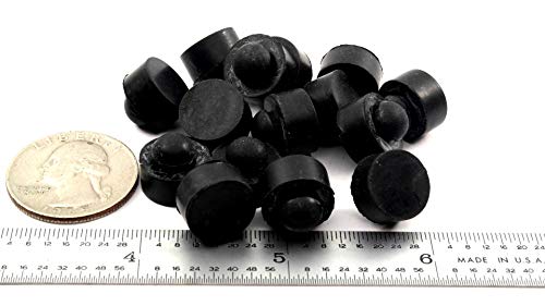 Push-In Rubber Bumper Tight-Grip Stem - Fits 1/4" Hole - Bumper is 1/2" Diameter 1/4" Height For Use in 1/16" Panel Thickness (4)