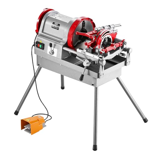 VEVOR Electric Pipe Threader Machine, 900W 2-Speed Threading Cutting Machine, 1/2 to 4 inch Pipes Threading Cutter Tool with Foot Pedal for Plumbing, Automotive Repairs, Metalworking - size: 1/2" - 4"