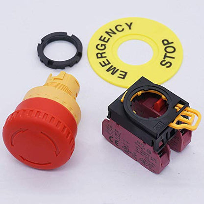 TWTADE / 22mm 2 NC Red Mushroom Latching Emergency Stop Push Button Switch 10A 600V YW1B-V4E02R - color: Red, size: 2NC