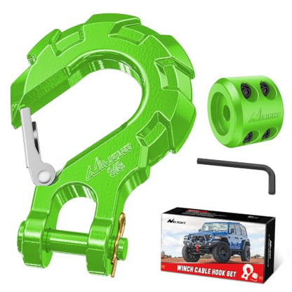 Nilight 3/8-Inch Forged Steel Winch Hook with Cable Hook Stopper - color: Green