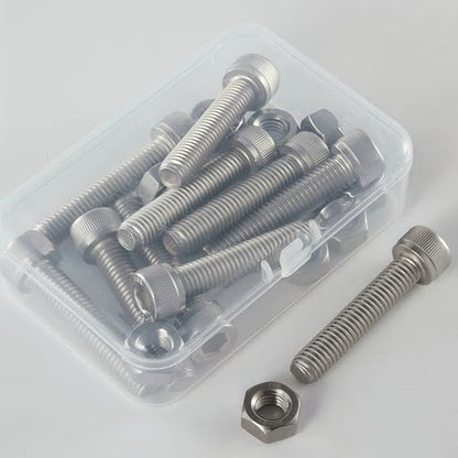 M10-1.5x45mm Socket Head Cap Screw and Nut Kit 6set, 304 Stainless Steel A2-70, Full Thread, Bright Finish - High Strength, Corrosion Resistant for Automotive, Machinery, DIY - size: M10x45mm(6 Sets）