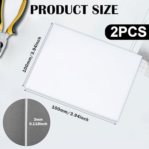 PTFE Plastic Sheet, Virgin PTFE Sheet Teflon Sheets - 2 Pcs 100mmx100mm Thickness 3mm Non Stick Sheets for Gasket Seals Liners Bearings - size: 100mmx100mmx3mm