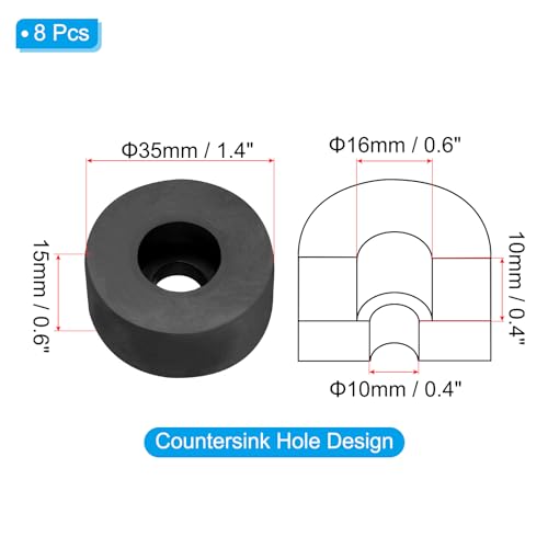 PATIKIL Rubber Spacer, 8 Pcs Rubber Anti Vibration Foot Pad Bumper 1.4" OD 0.4" ID Count Sink Hole Washer Round Neoprene Bushings Spacer for Air Compressor Machinery Generator Car, Black - size: 1.4" OD x 0.4" ID