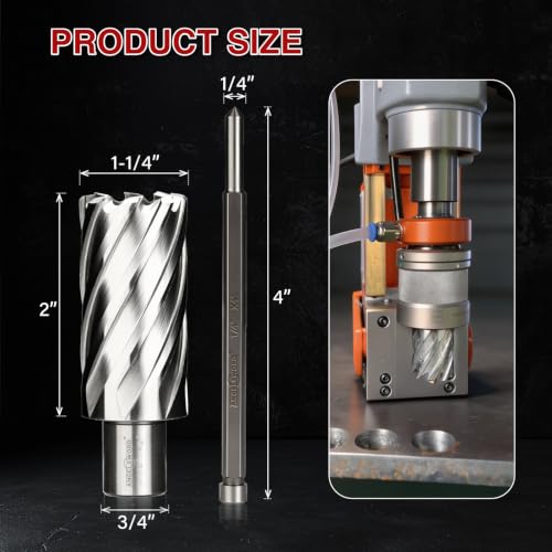 ANGELSWORD M2 HSS Annular Cutter,Diameter 1-1/4" x Depth 2",Mag Drill Bit - size: N. 1-1/4" Diameter, style: HSS 2" Cut Depth