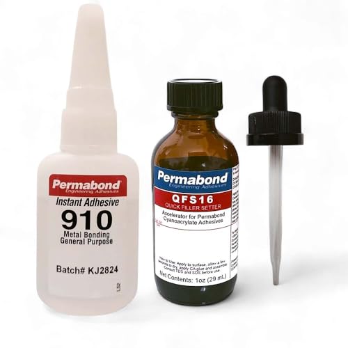 Maven Adhesive Kits (Permabond 910) Professional Cyanoacrylate Adhesive, Low Viscosity Metal Bonding Glue, Fast-Set Industrial Strength (Glue + Accelerator, 1oz) - size: 1oz, style: Glue + Accelerator