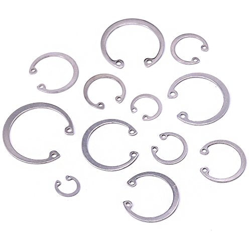 Hilitchi 200-Pcs [15-Size] Internal Circlip Snap Retaining Clip Ring Assortment Set - 304 Stainless Steel