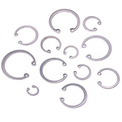 Hilitchi 200-Pcs [15-Size] Internal Circlip Snap Retaining Clip Ring Assortment Set - 304 Stainless Steel