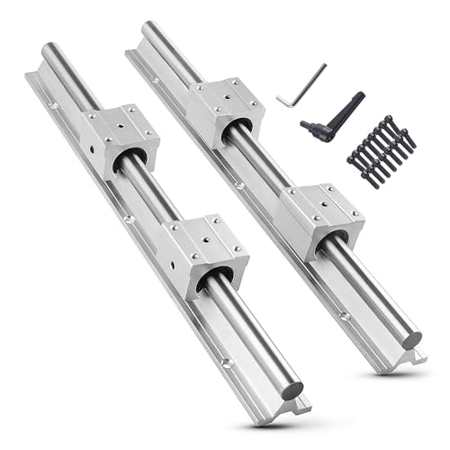 Linear Rail 2PCS SBR12 600mm Fully Supported Linear Rail Shaft Guide 12mm with 4PCS SBR12UU Slide Bearing Block, Linear Rails and Bearings Kit for CNC Machine - size: 600mm, style: SBR12 Linear Rail