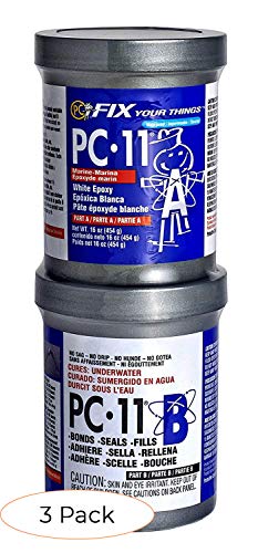 PC-Products PC-11 Epoxy Adhesive Paste, Two-Part Marine Grade, 1lb in Two Cans, Off White 160114 (Pack 3)