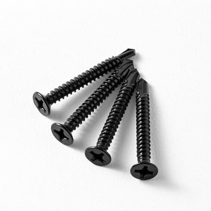 #12 x 1-1/2" (50 Pack) Flat Head Sheet Metal Screws Phillips Drive Fast Self-Tapping Screw Wood Screws, High-Strength 410 Stainless Steel, Black Oxide - size: #12 x 1-1/2''