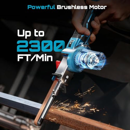 SEESII 1/2"x18" Mini Cordless Belt Sander 6-Speed 2300FT/Min 4.0Ah Battery - size: Pro Kit (Pivoting Arm)